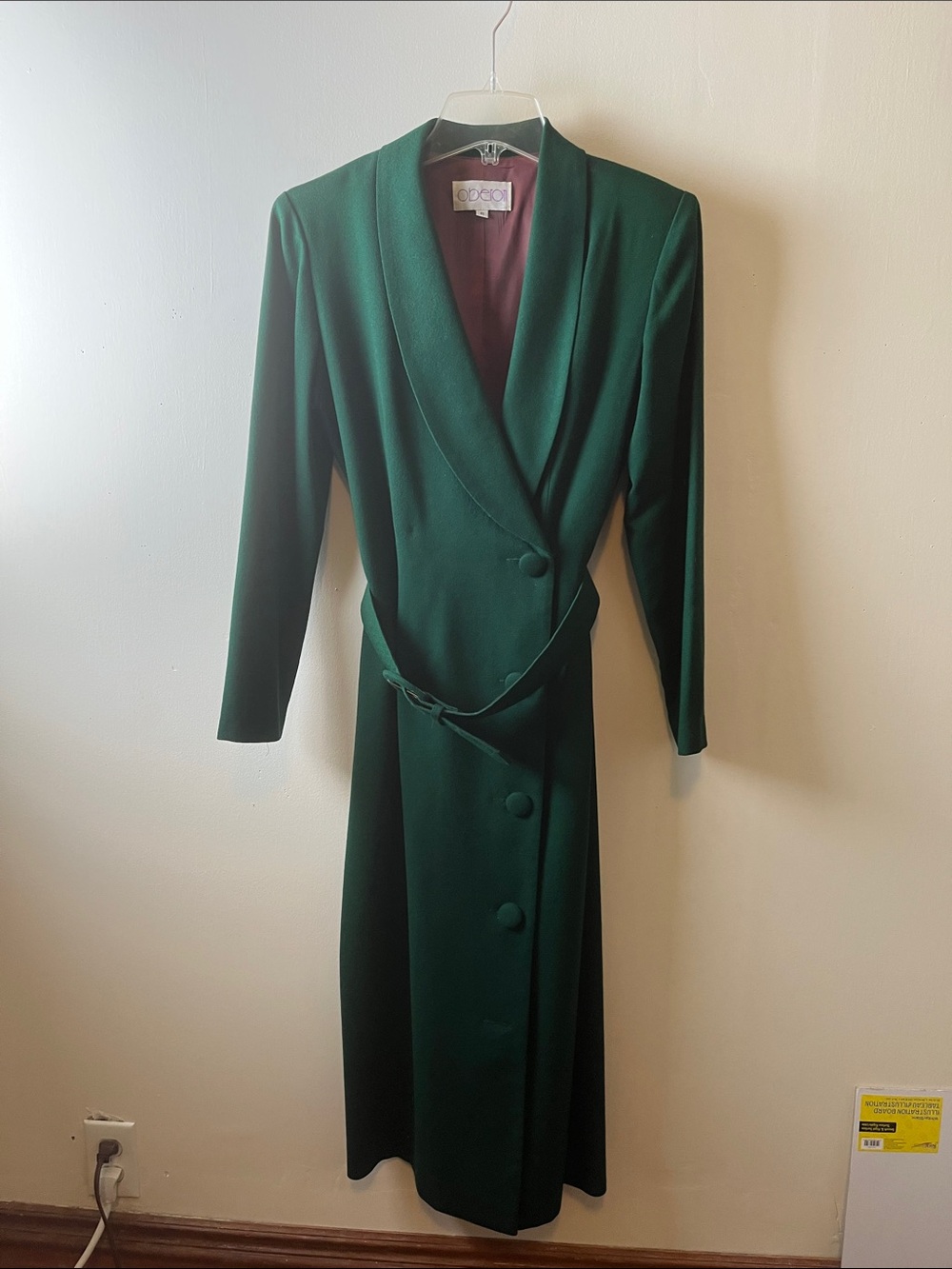 Vintage Oberon Forest Green Wrap Dress 100% Wool